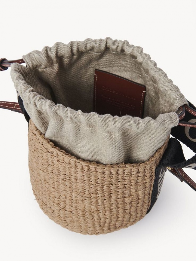 Bolsos Cruzados Chloe Small Woody Basket Negros Beige | CHE-SR13566
