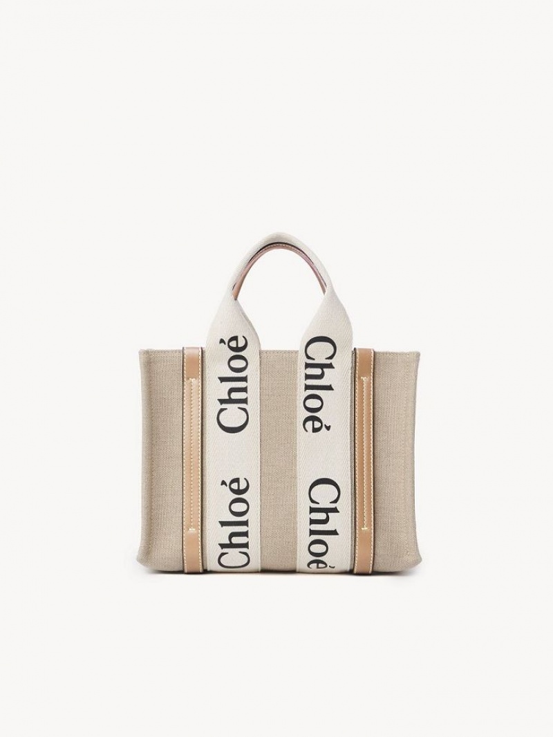 Bolsos Cruzados Chloe Small Woody Blancos Beige | CHE-SR13490