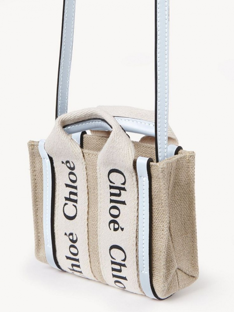 Bolsos Cruzados Chloe Woody Nano Blancos Azules | CHE-SR13494