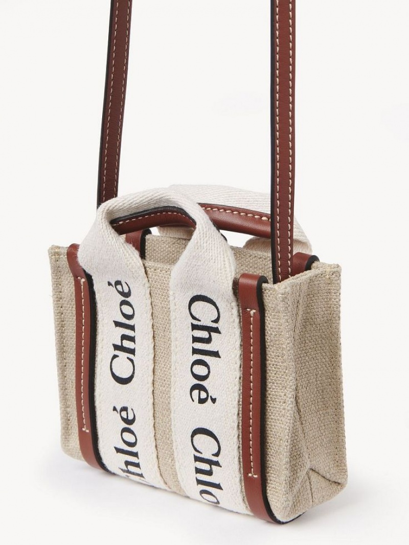 Bolsos Cruzados Chloe Woody Nano Blancos Marrom | CHE-SR13495