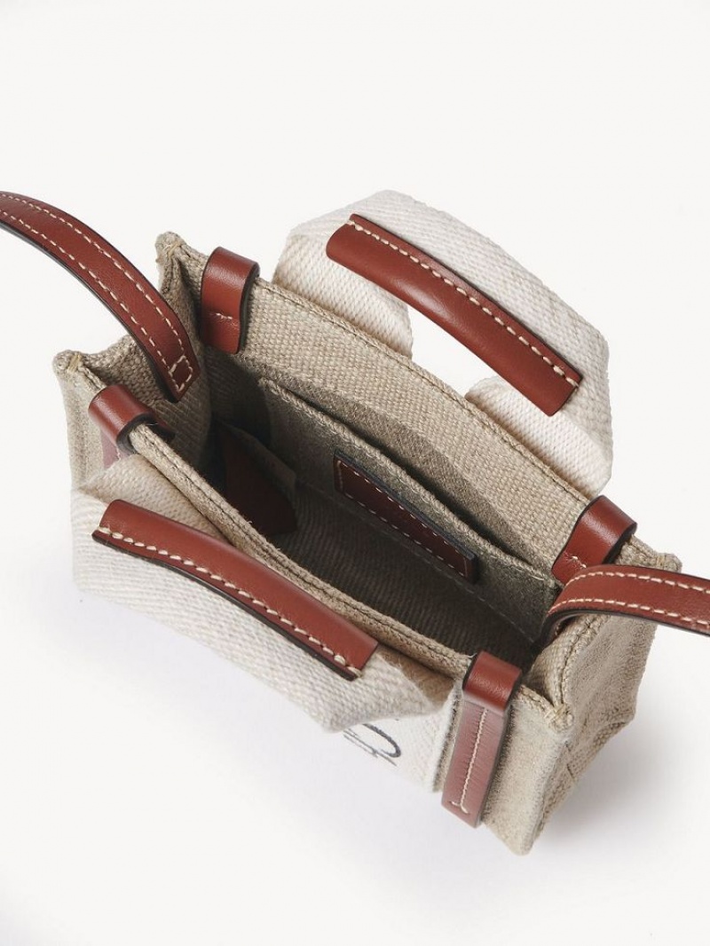 Bolsos Cruzados Chloe Woody Nano Blancos Marrom | CHE-SR13495