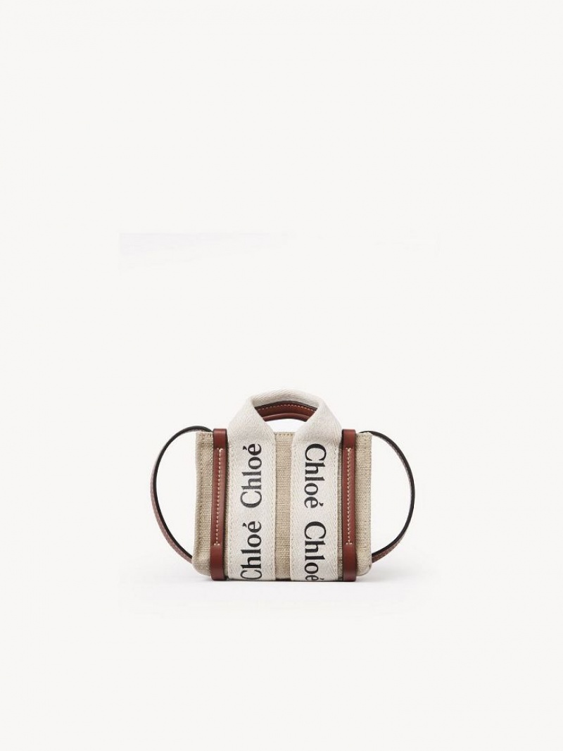 Bolsos Cruzados Chloe Woody Nano Blancos Marrom | CHE-SR13495