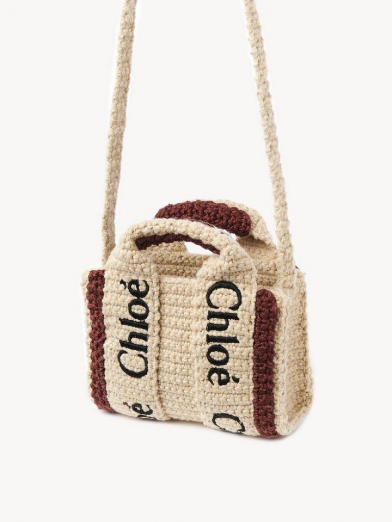 Bolsos Cruzados Chloe Woody Nano Marrom Beige | CHE-SR13524