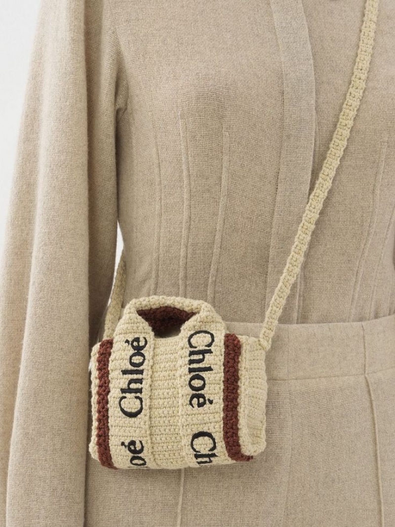 Bolsos Cruzados Chloe Woody Nano Marrom Beige | CHE-SR13524