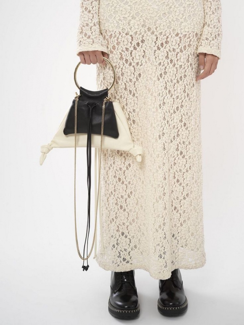Bolsos Mini Chloe Arlène Pouch Blancos Negros | CHE-SR13739