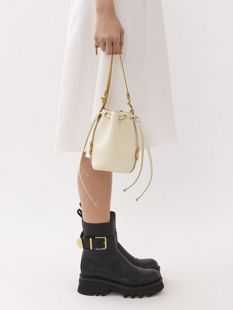 Bolsos Mini Chloe Marcie Bucket Blancos | CHE-SR13717