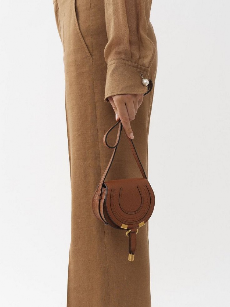Bolsos Mini Chloe Marcie Nano Saddle Marrom | CHE-SR13684