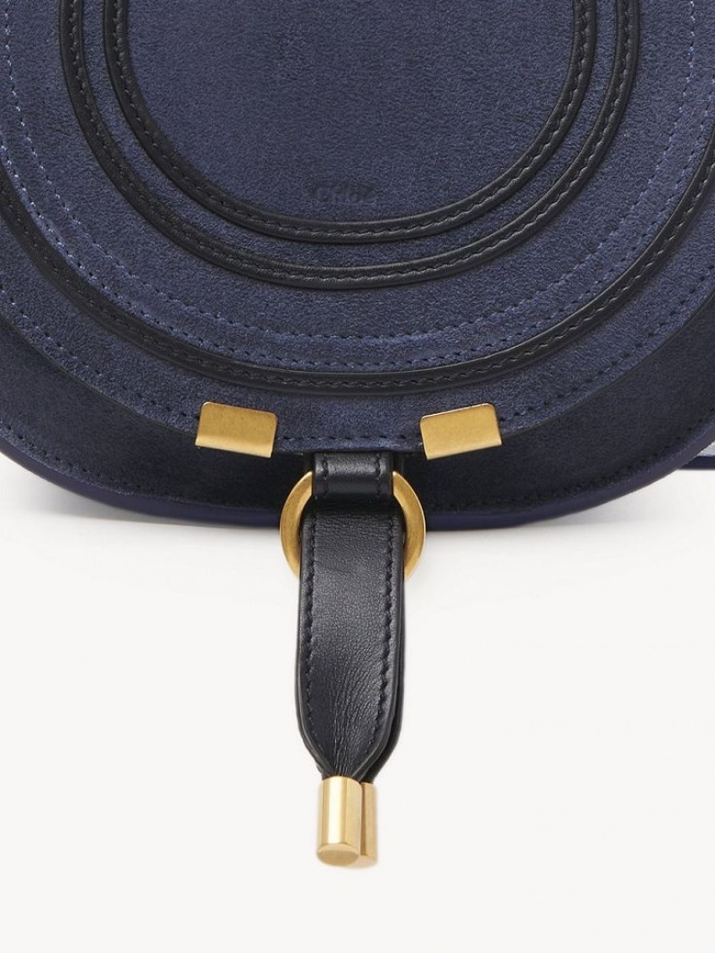 Bolsos Mini Chloe Marcie Small Saddle Grises Oscuro Azul Marino | CHE-SR13685