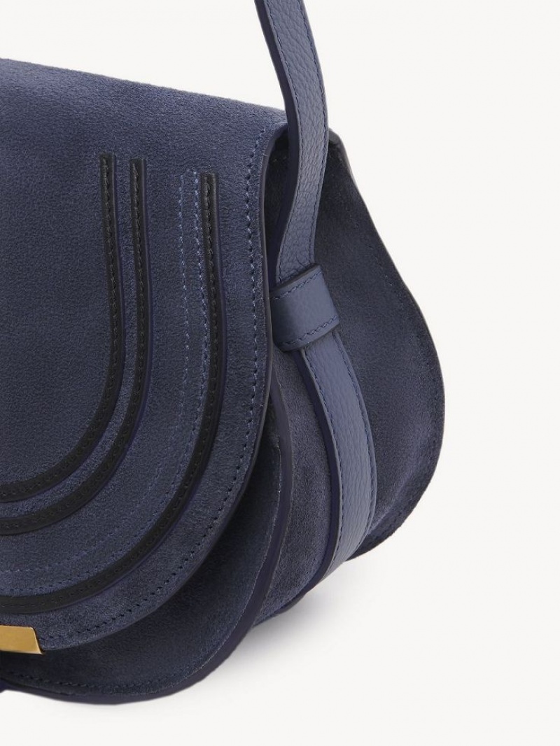 Bolsos Mini Chloe Marcie Small Saddle Grises Oscuro Azul Marino | CHE-SR13685