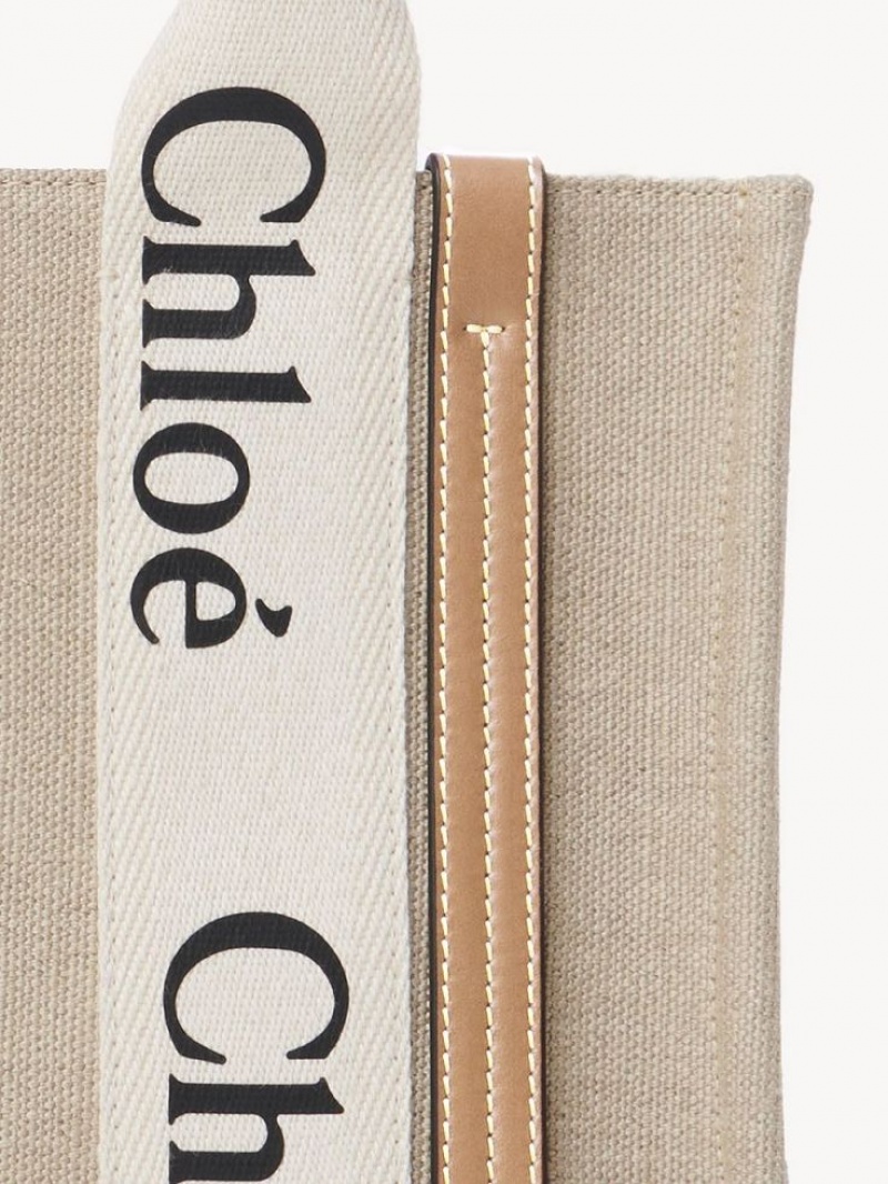 Bolsos Mini Chloe Small Woody Tote Blancos Beige | CHE-SR13670