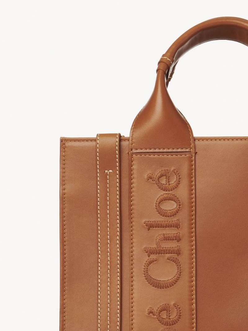 Bolsos Mini Chloe Small Woody Tote Marrom | CHE-SR13688
