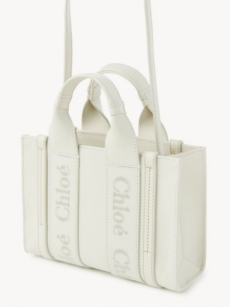 Bolsos Mini Chloe Woody Tote 1 Blancos | CHE-SR13681