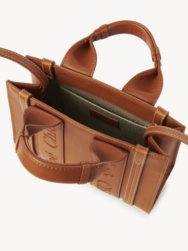 Bolsos Mini Chloe Woody Tote 1 Marrom | CHE-SR13726