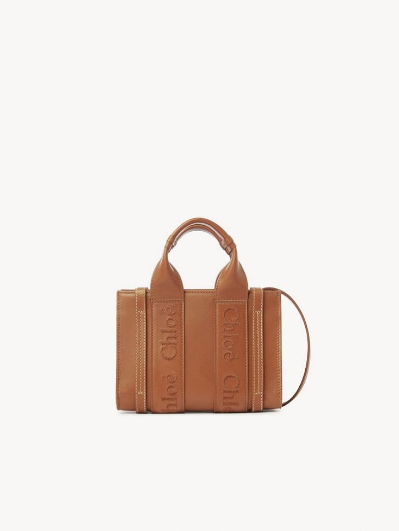 Bolsos Mini Chloe Woody Tote 1 Marrom | CHE-SR13726