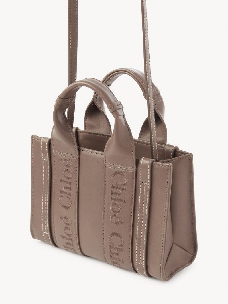 Bolsos Mini Chloe Woody Tote 1 Marrom | CHE-SR13728