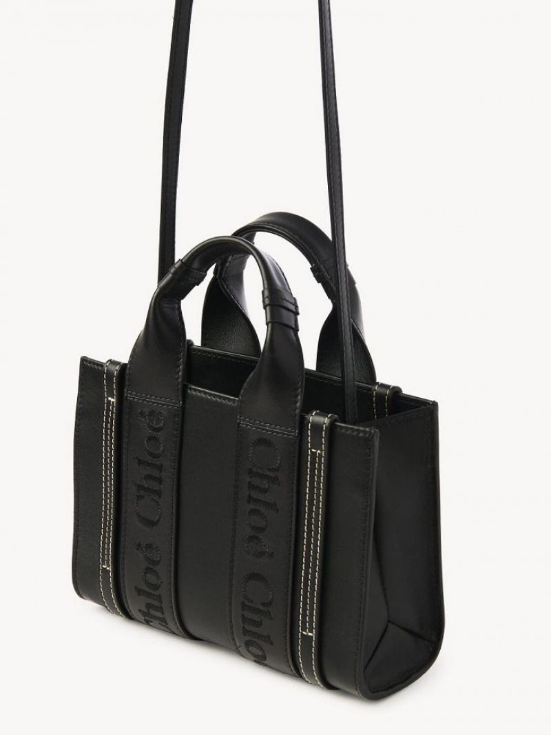 Bolsos Mini Chloe Woody Tote 1 Negros | CHE-SR13727