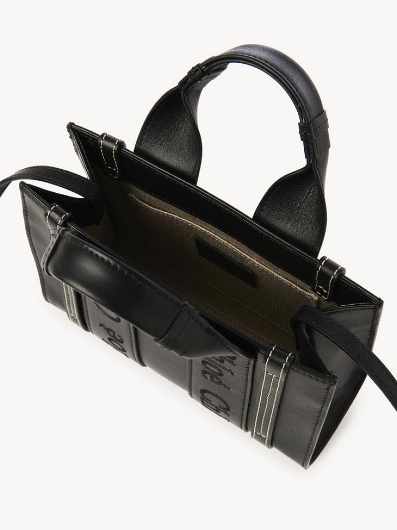 Bolsos Mini Chloe Woody Tote 1 Negros | CHE-SR13727