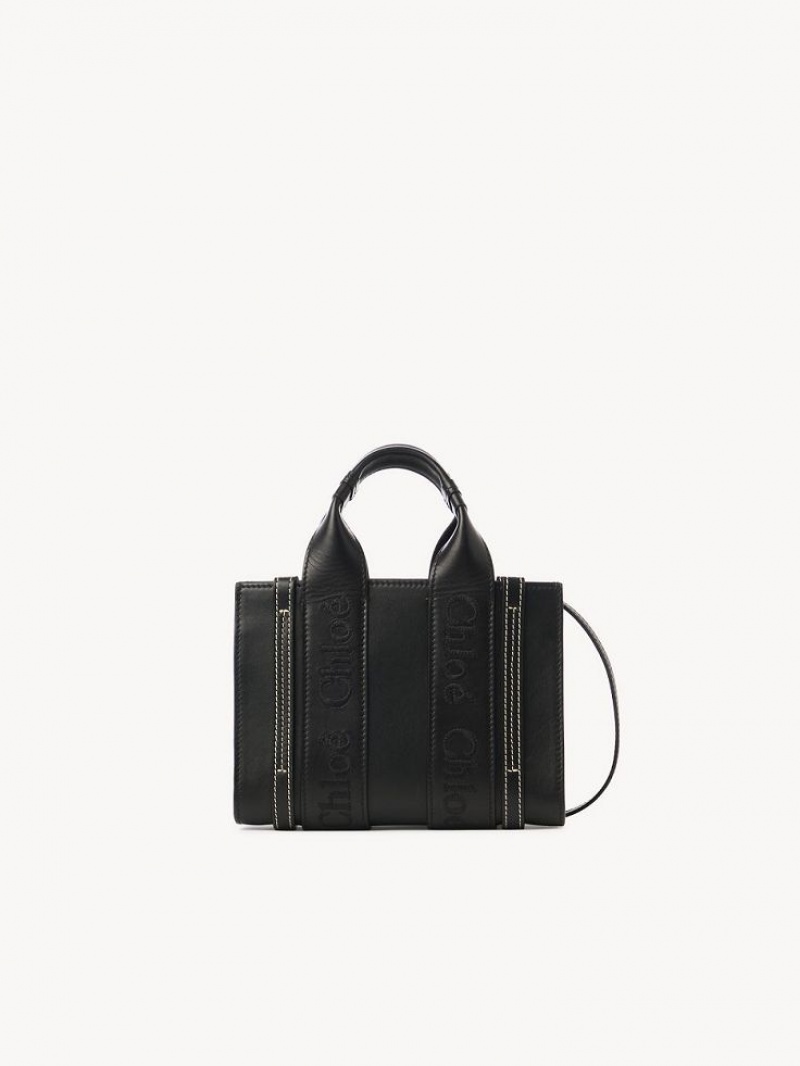 Bolsos Mini Chloe Woody Tote 1 Negros | CHE-SR13727