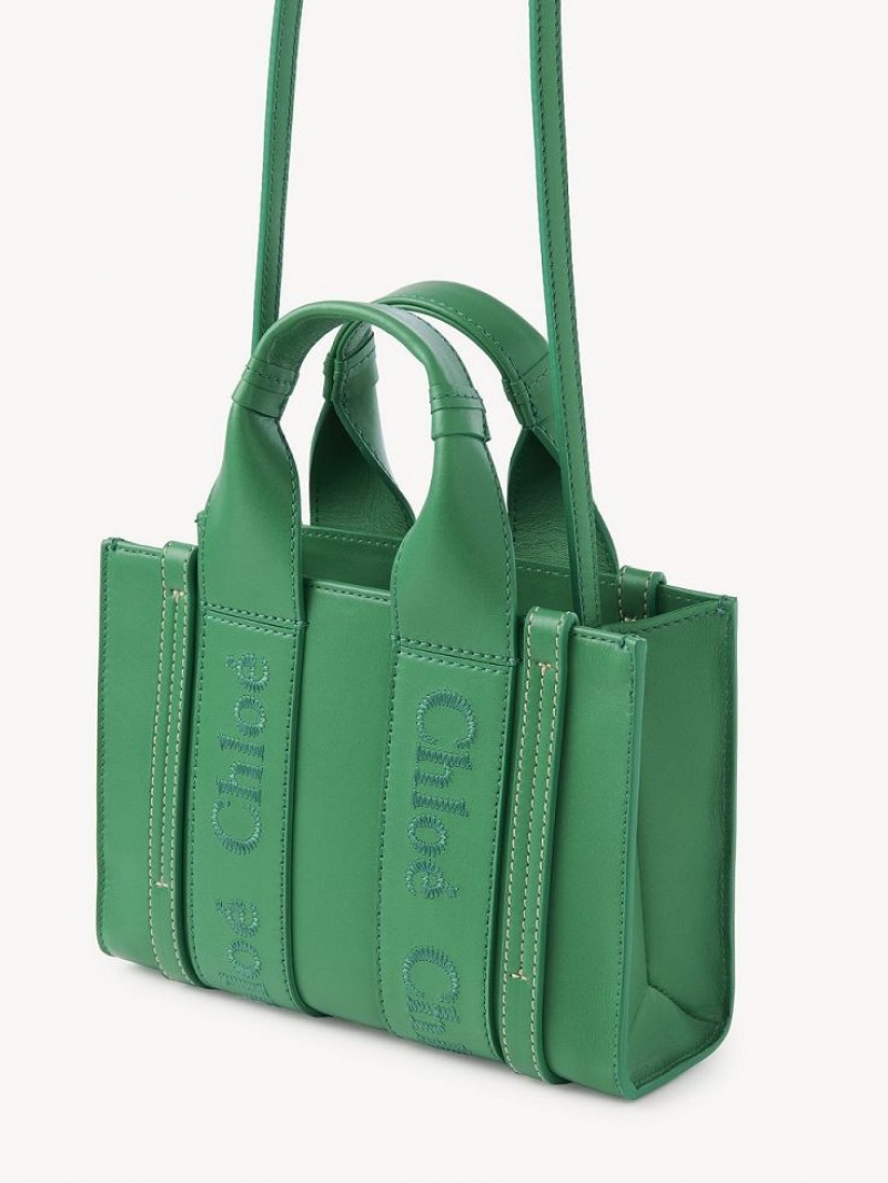 Bolsos Mini Chloe Woody Tote 1 Verdes | CHE-SR13698