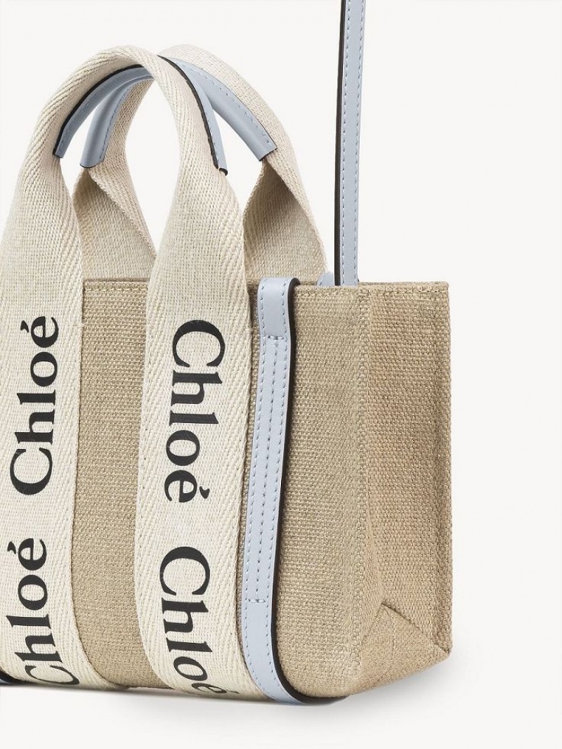 Bolsos Mini Chloe Woody Tote 3 Blancos Azules | CHE-SR13721