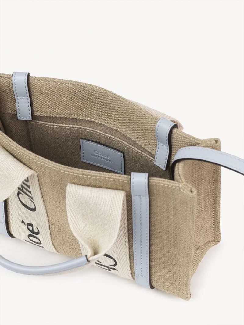 Bolsos Mini Chloe Woody Tote 3 Blancos Azules | CHE-SR13721