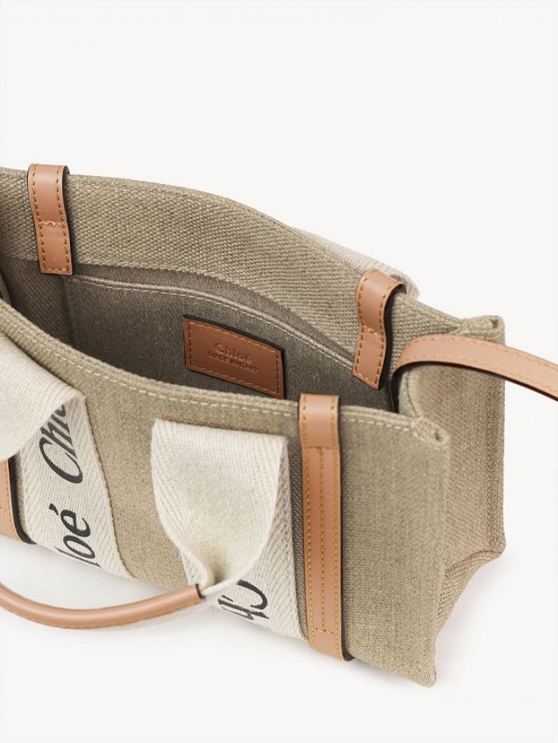 Bolsos Mini Chloe Woody Tote 3 Blancos Beige | CHE-SR13720
