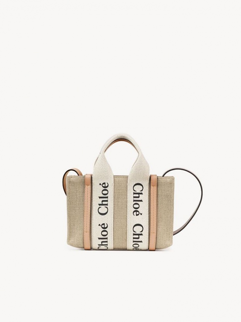 Bolsos Mini Chloe Woody Tote 3 Blancos Beige | CHE-SR13720