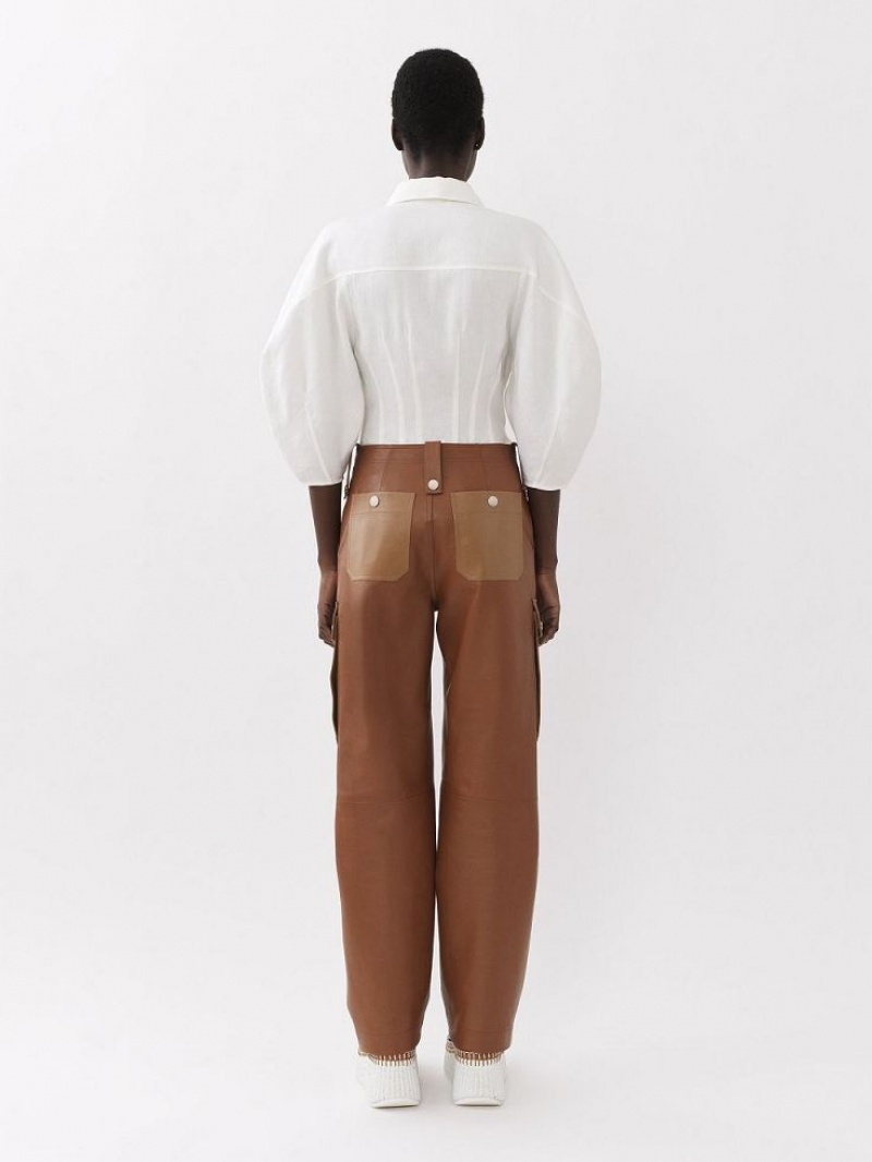 Camisas Chloe Balloon-sleeve Blancos | CHE-SR13874