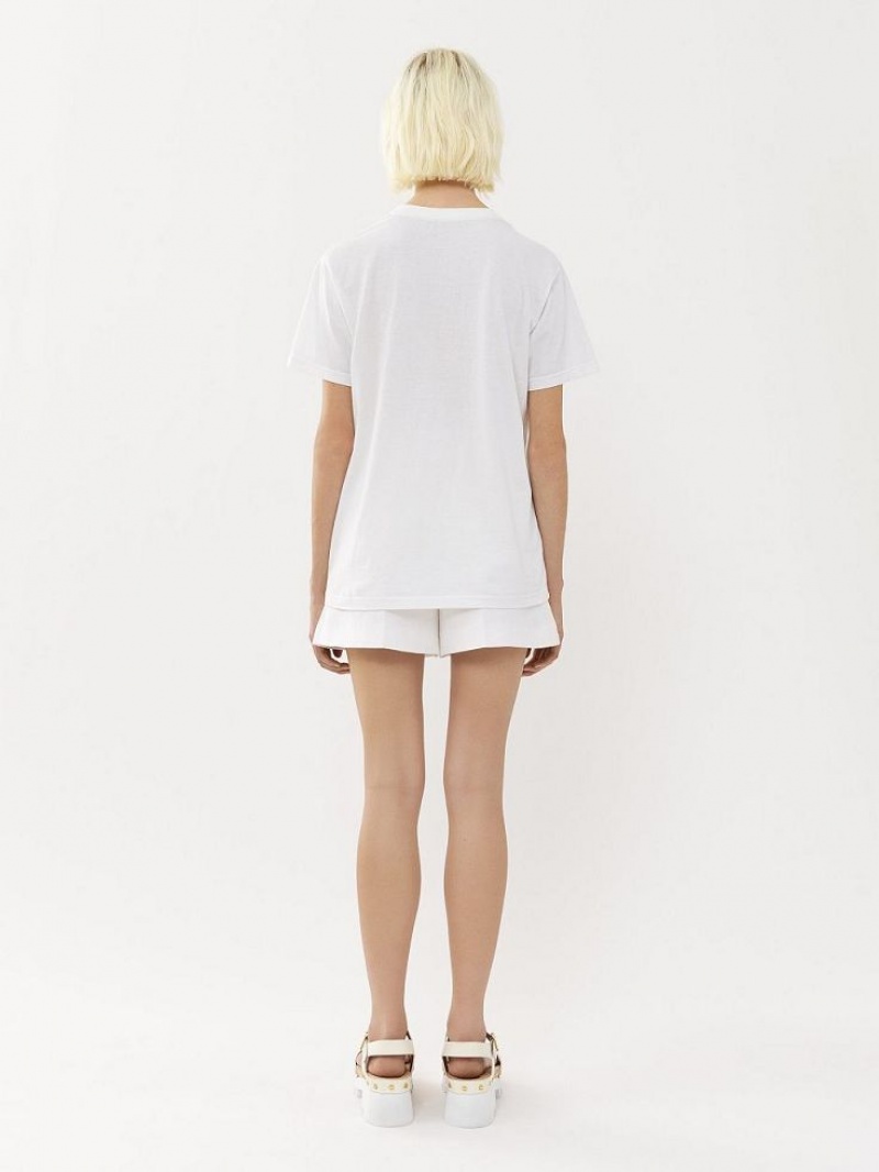 Camisas Chloe Estampados Blancos Rosas | CHE-SR13868