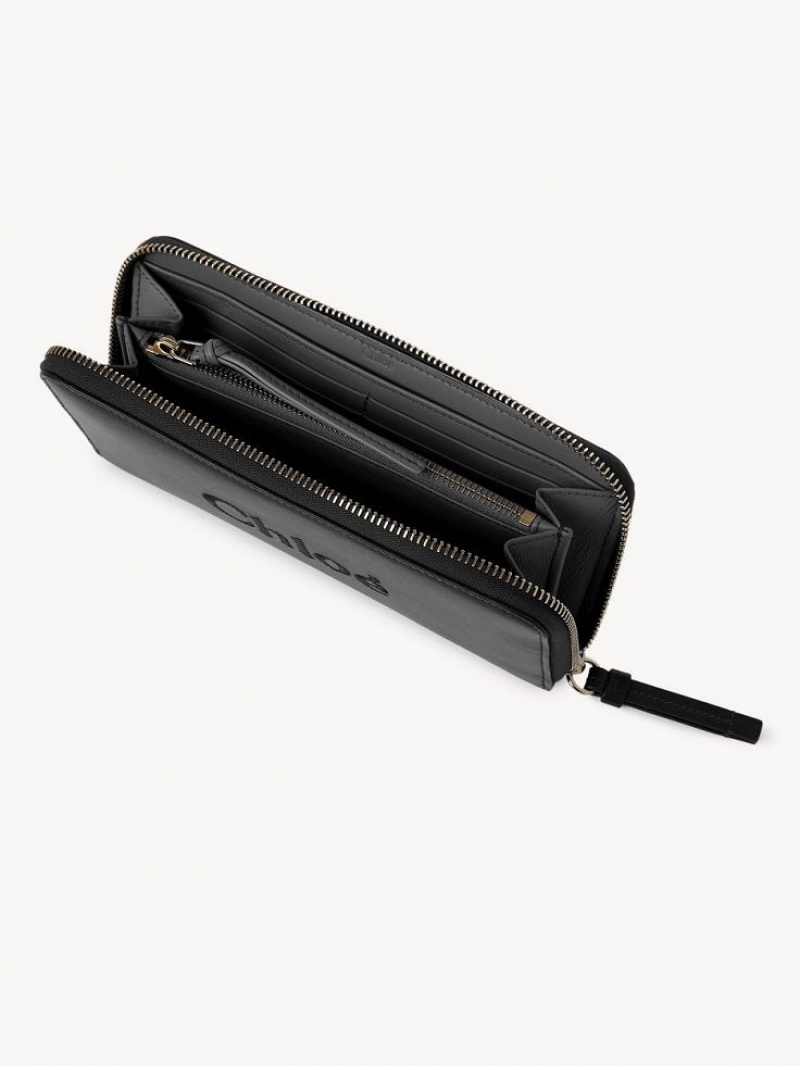 Carteras Grandes Chloe Sense Zippered Negros | CHE-SR14300
