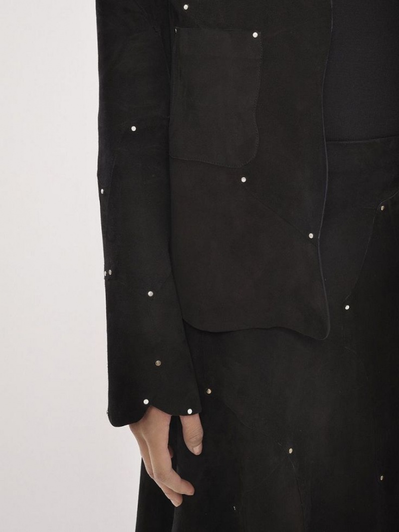 Chamarras Chloe Collarless Fitted Negros | CHE-SR13778