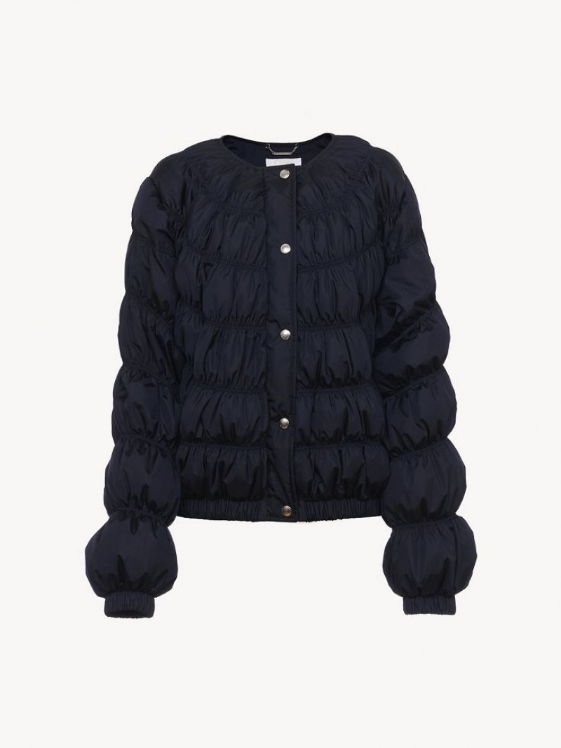 Chamarras Chloe Ruched Puffer Azules | CHE-SR13809