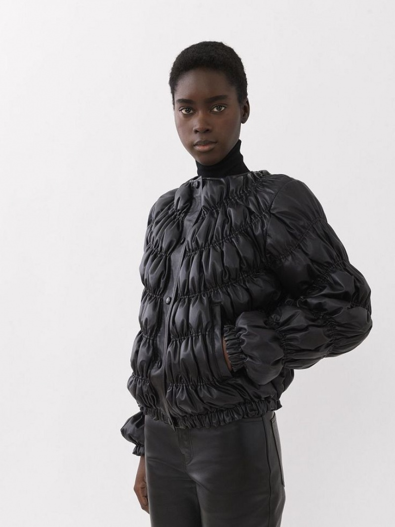 Chamarras Chloe Ruched Puffer Negros | CHE-SR13811