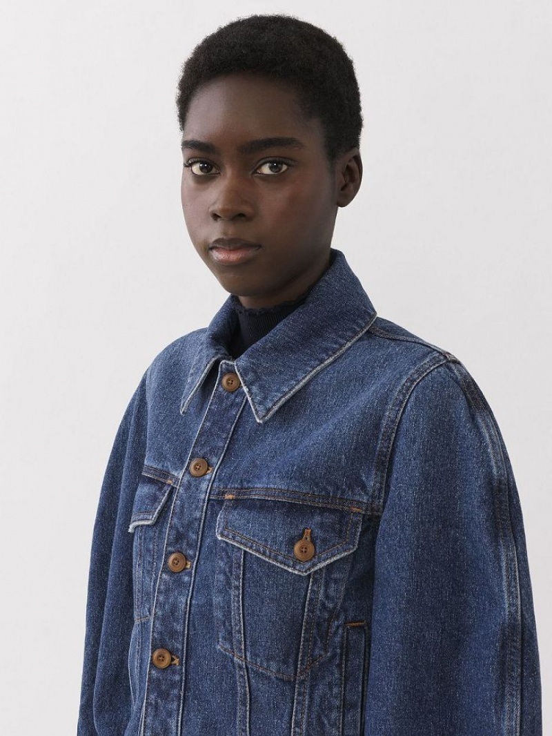 Chamarras Chloe Taal Boxy Denim Azules | CHE-SR13798