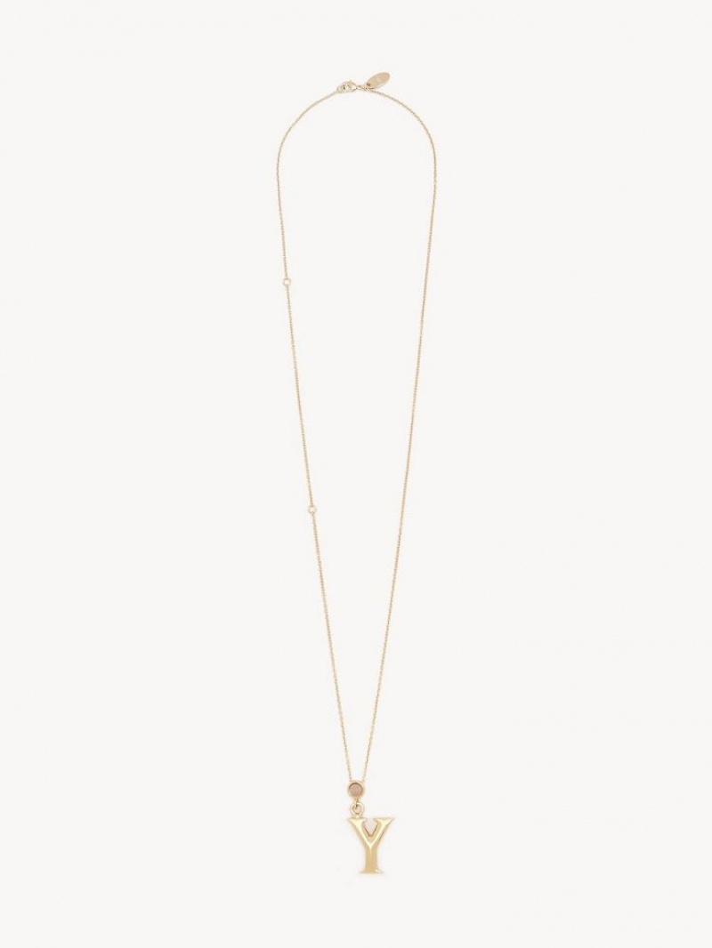 Collares Chloe Alphabet With Pendant Dorados | CHE-SR14331