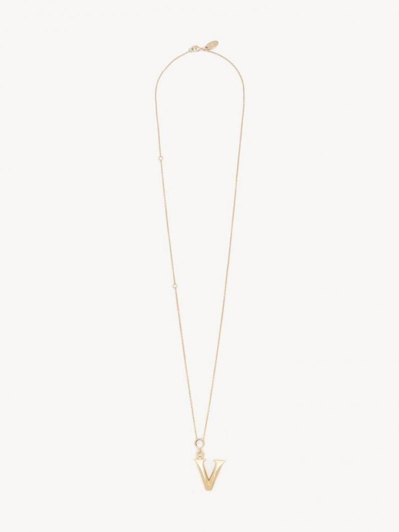 Collares Chloe Alphabet With Pendant Dorados | CHE-SR14334