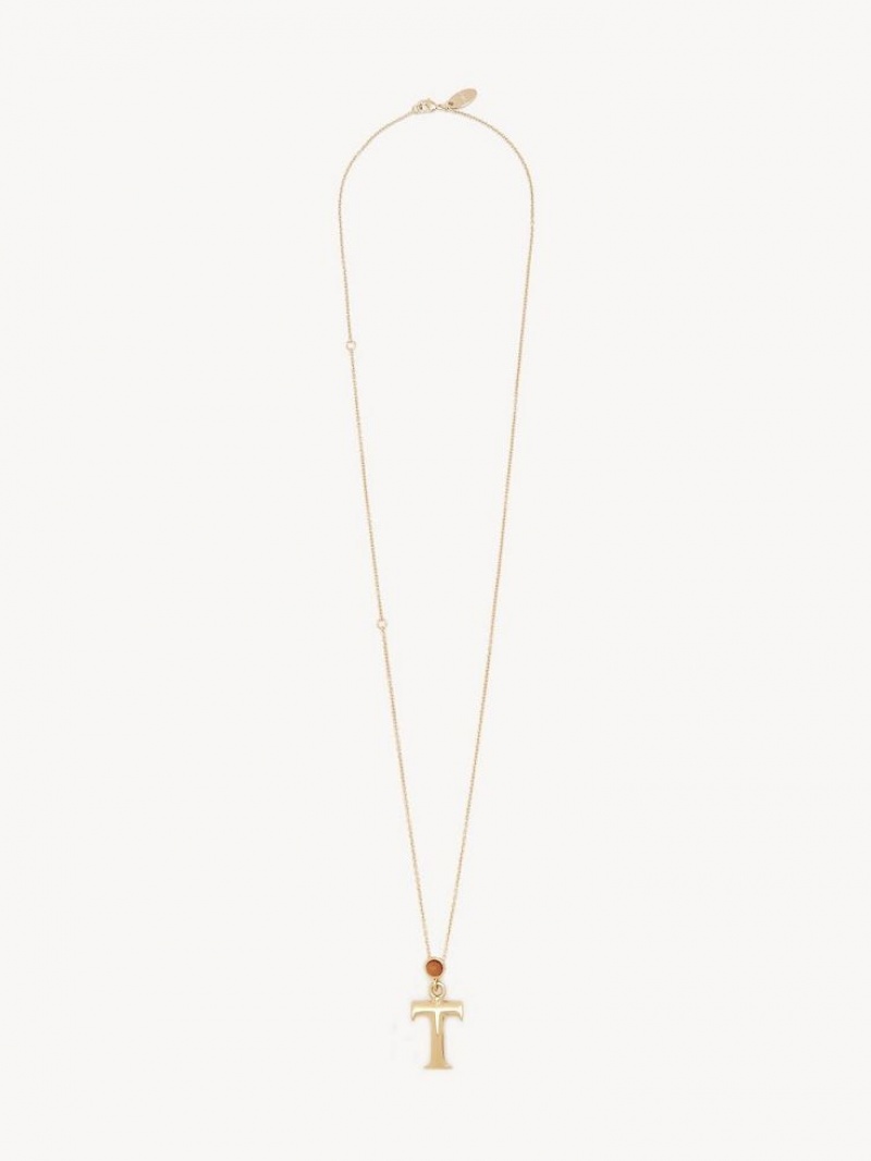 Collares Chloe Alphabet With Pendant Dorados | CHE-SR14336