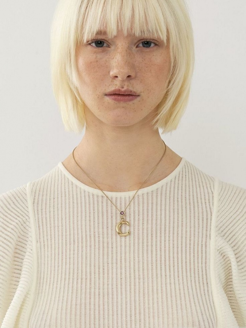 Collares Chloe Alphabet With Pendant Dorados | CHE-SR14353
