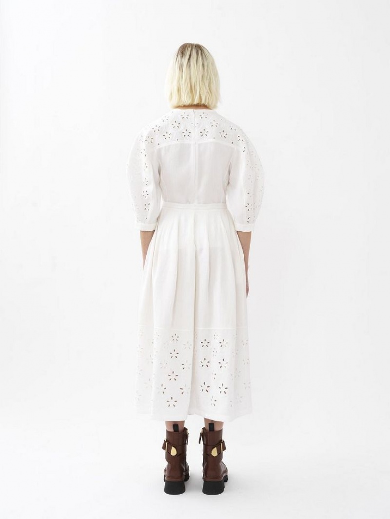 Falda Chloe Embroidered Mid-length Blancos | CHE-SR14076