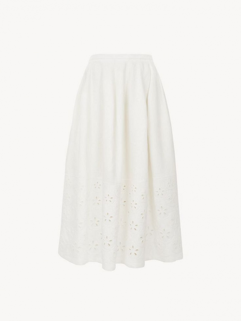 Falda Chloe Embroidered Mid-length Blancos | CHE-SR14076