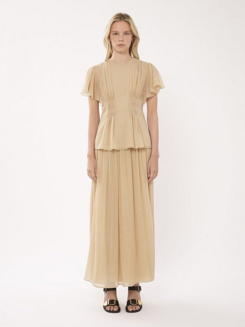 Falda Chloe Flared Long Marrom | CHE-SR14099