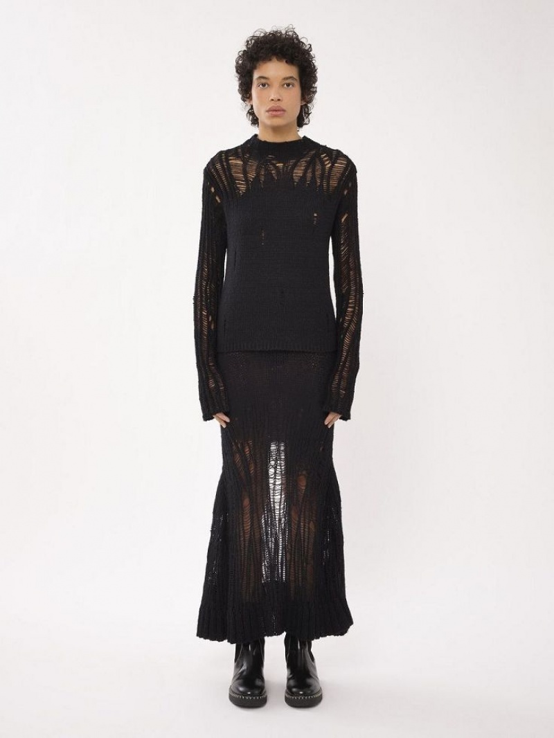 Falda Chloe Flared Long Negros | CHE-SR14095