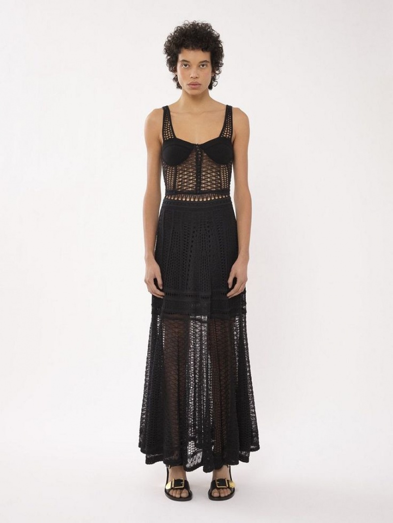 Falda Chloe Flared Long Negros | CHE-SR14098