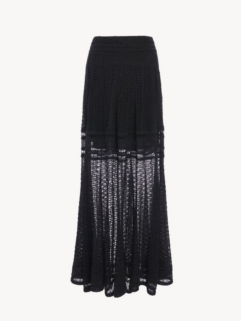 Falda Chloe Flared Long Negros | CHE-SR14098