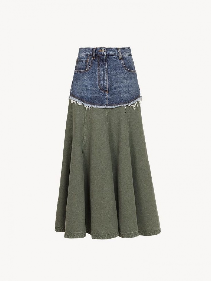 Falda Chloe Flared Maxi Azules Verdes | CHE-SR14088