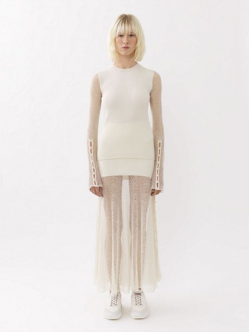 Falda Chloe Flared Maxi Blancos | CHE-SR14077