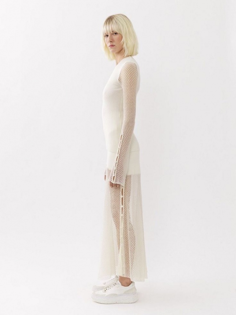 Falda Chloe Flared Maxi Blancos | CHE-SR14077