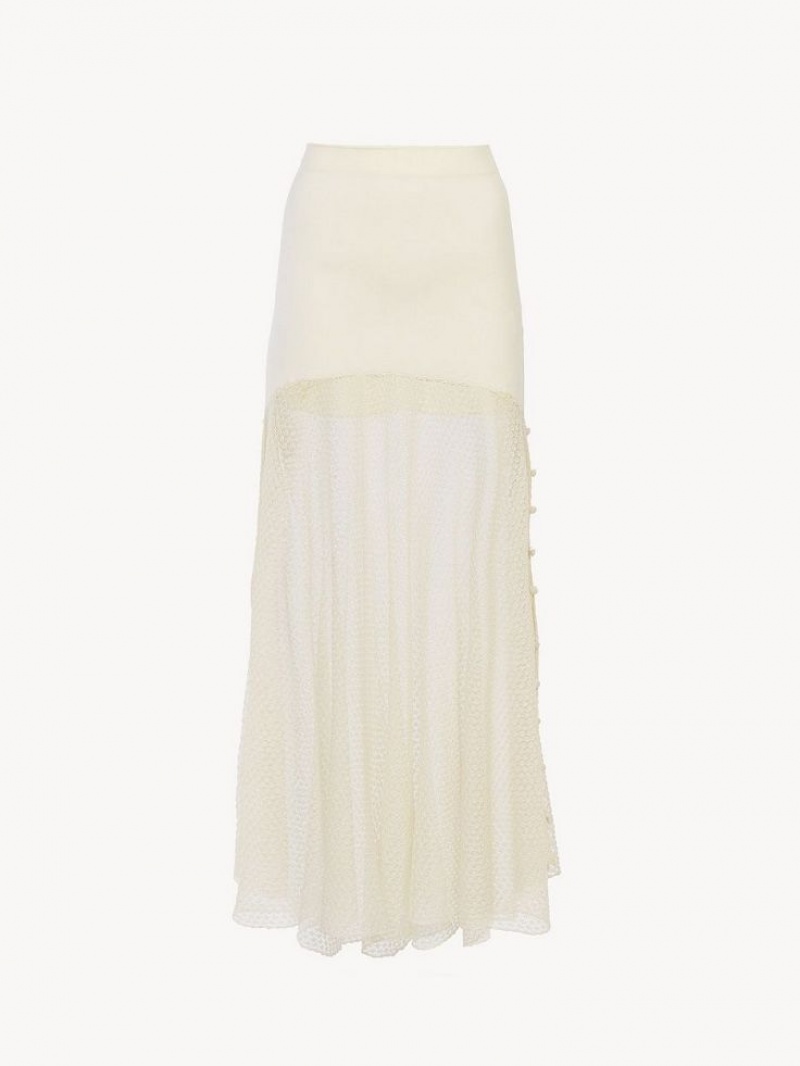 Falda Chloe Flared Maxi Blancos | CHE-SR14077