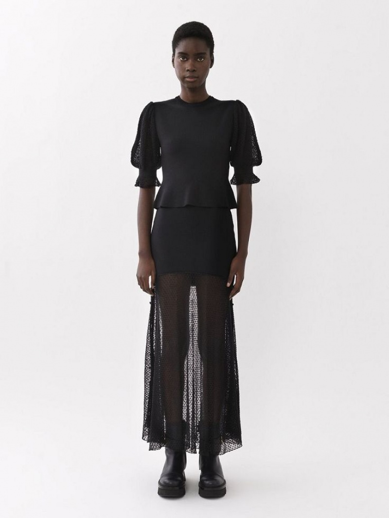 Falda Chloe Flared Maxi Negros | CHE-SR14072