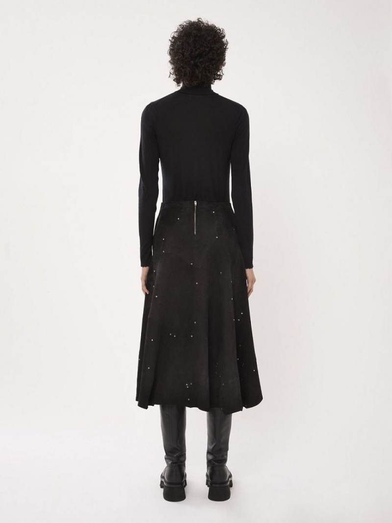 Falda Chloe Flared Midi Negros | CHE-SR14097